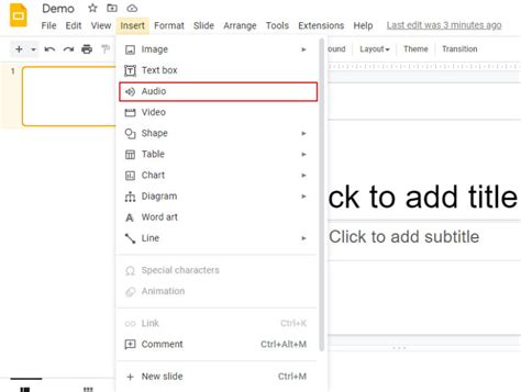 how to include audio on google slides