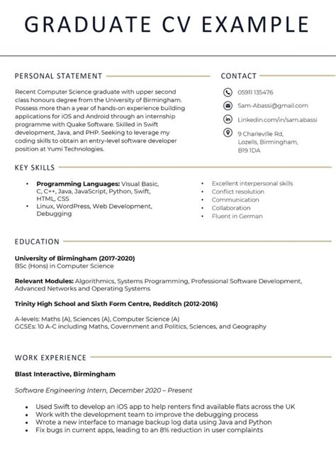 how to include relevant coursework on cv