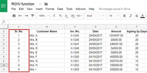 how to increase serial number in google sheets