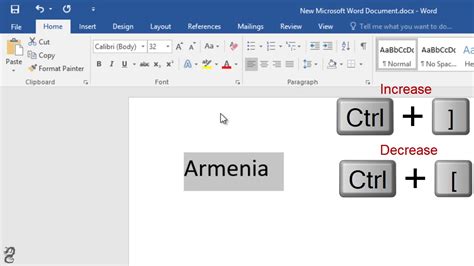 how to increase text in word