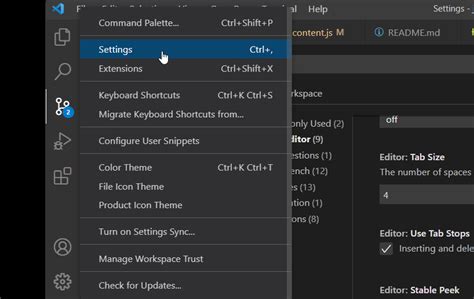 how to indent in visual studio code