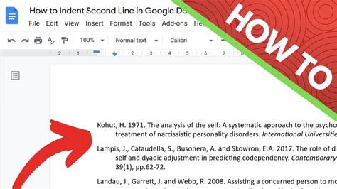 how to indent second line of apa reference google docs