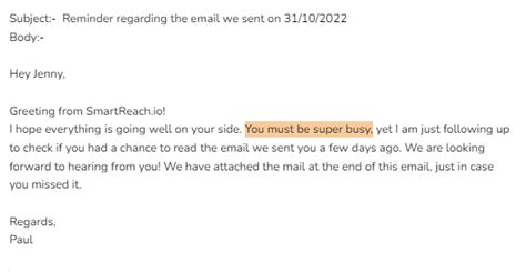 how to inform someone politely in email