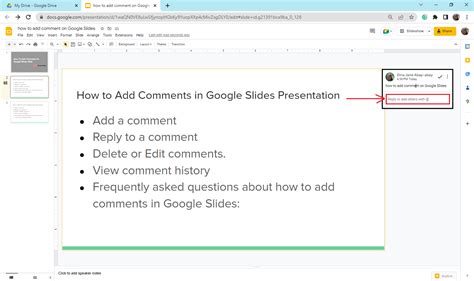 how to insert a comment on google slides