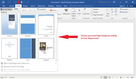 how to insert a cover page on docs