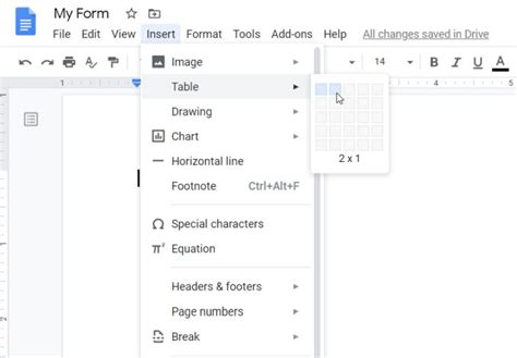 how to insert a form field in google docs