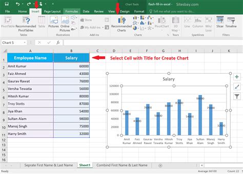 how to insert a graph in excel from a table