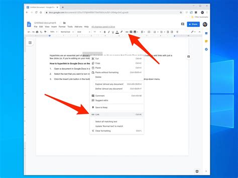 how to insert a hyperlink in google docs