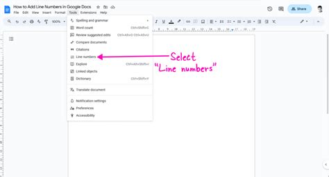 how to insert a number line in google docs