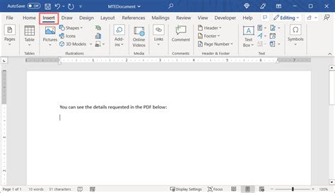 how to insert a pdf document in microsoft word
