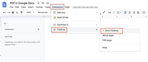 how to insert a pdf file in docs