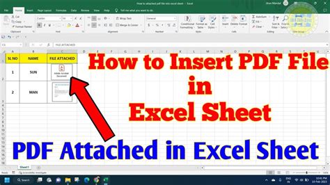how to insert a pdf file in excel sheet