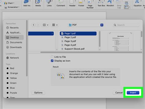 how to insert a pdf file in word
