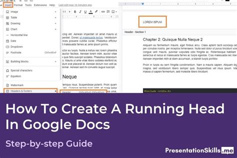 how to insert a running header in google docs