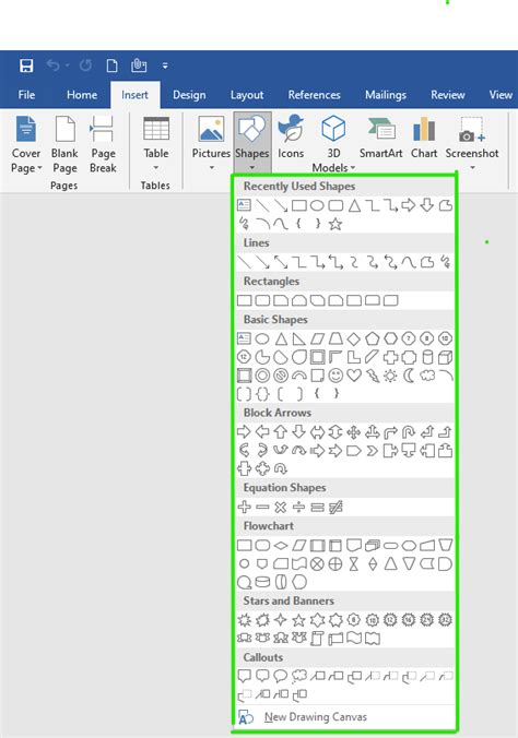 how to insert a shape into a word document