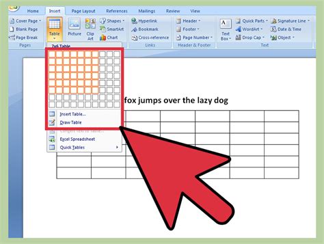 how to insert a table in a word document