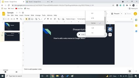 how to insert a voice memo into google slides