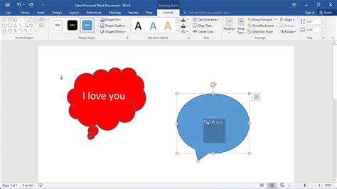 how to insert a word bubble in word