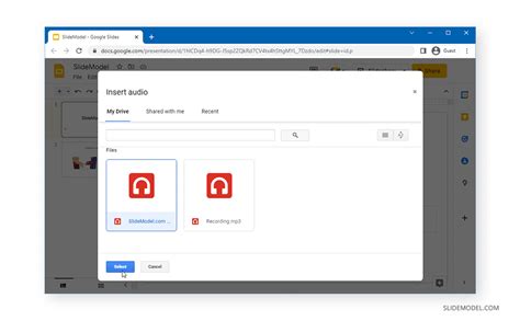how to insert audio from google drive into google slides