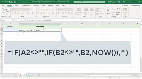 how to insert automatic timestamp in excel