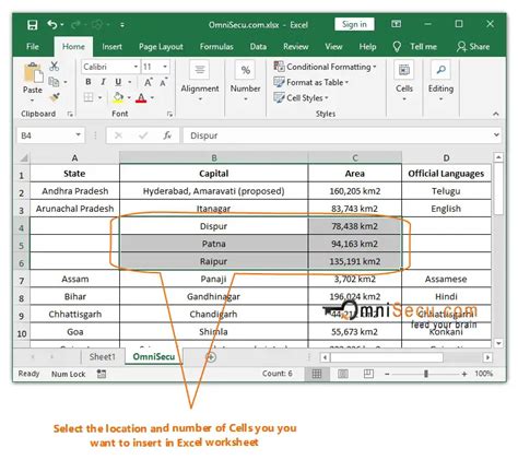 how to insert blank cells in excel