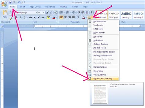 how to insert border in word 2007