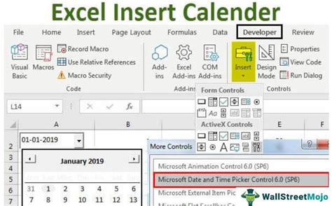 how to insert calendar days in excel