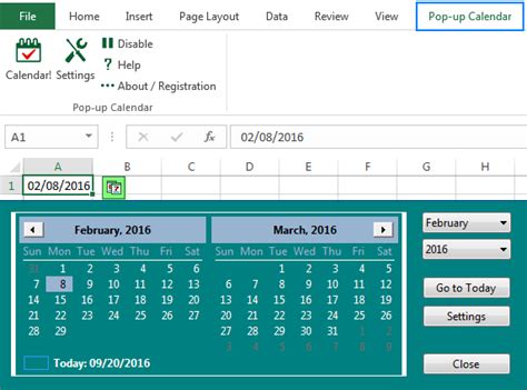 how to insert calendar in excel data validation