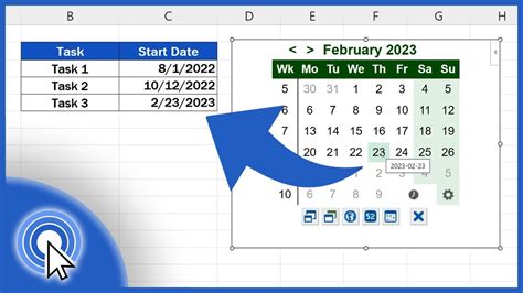 how to insert calendar in excel spreadsheet