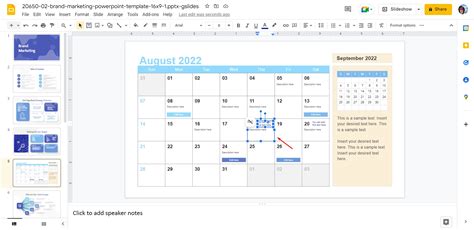 how to insert calendar into google slides