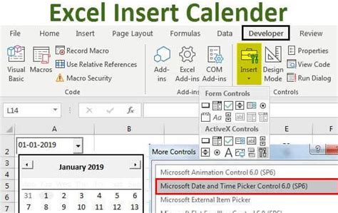 how to insert calendar year in excel