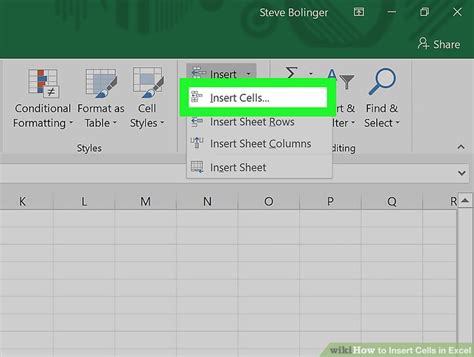 how to insert cell in excel below