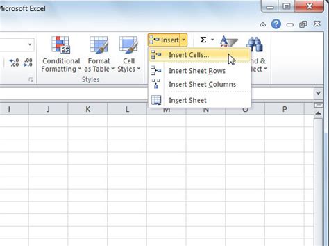 how to insert cells in excel sheet