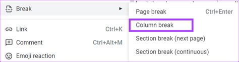 How To Insert Column Break In Google Docs