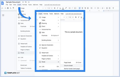 how to insert column google docs