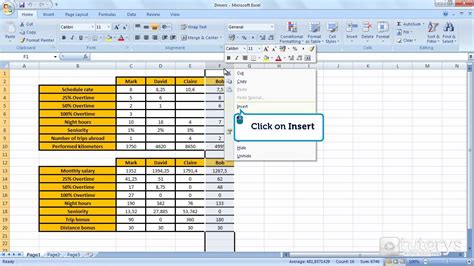 how to insert column in a table in excel