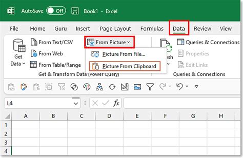 how to insert data in excel from picture