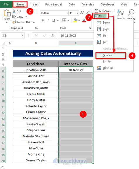 how to insert dates in excel automatically based on another