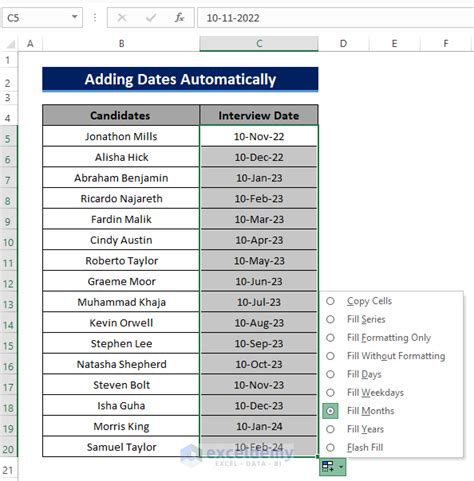 how to insert dates in excel automatically in mobile