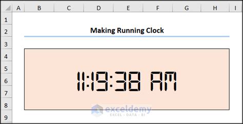 how to insert digital clock in excel