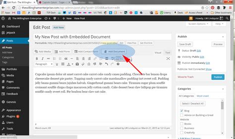 how to insert document in wordpress
