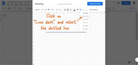 how to insert dotted line in google sheets