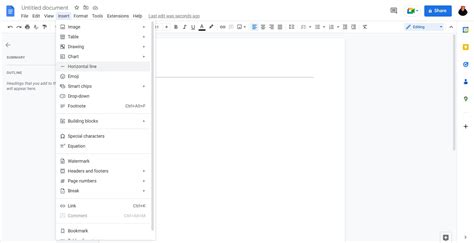 how to insert double horizontal line in google docs
