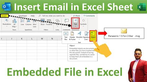 how to insert email in excel file