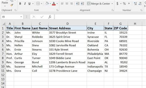 how to insert excel addresses into word labels