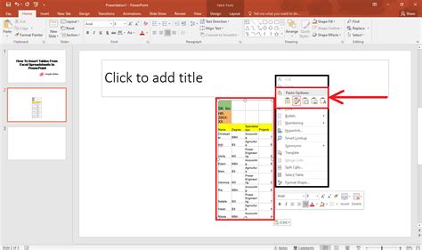 How To Insert Excel Table On Ppt