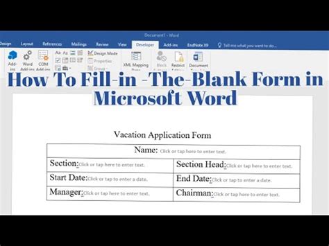 How To Insert Fill In The Blank In Word