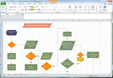 how to insert flow chart in excel