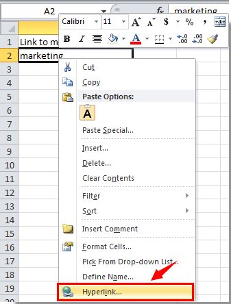 how to insert folder path link in excel