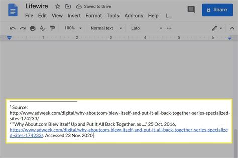 how to insert footnote citation google docs